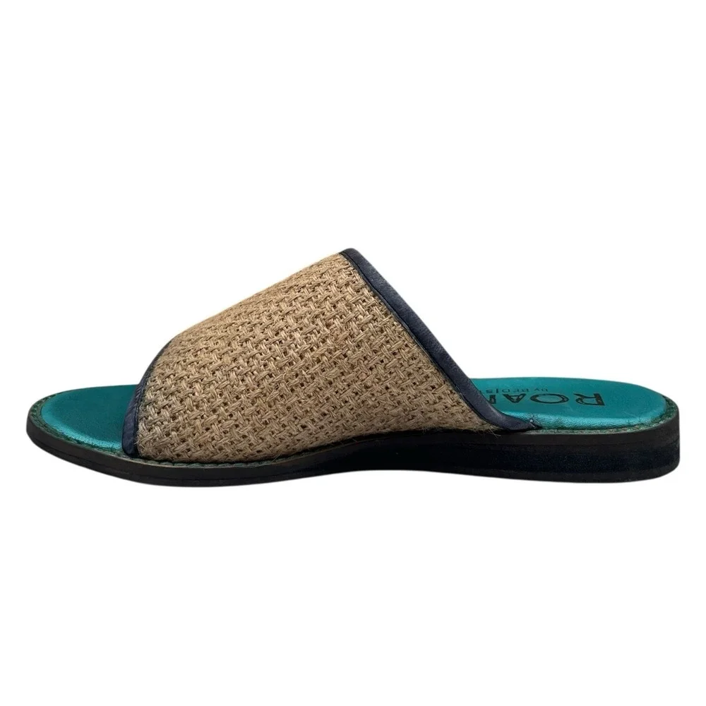 Roan by Bed Stu Womens Hara Leather Woven Jute Slide Sandals Size 7 Brown Tan